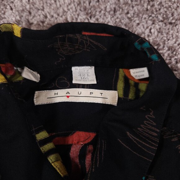 Haupt Short Sleeve Button Shirt Mens 42-L 16.5 Abstract Geometric Artsy - Picture 12 of 16